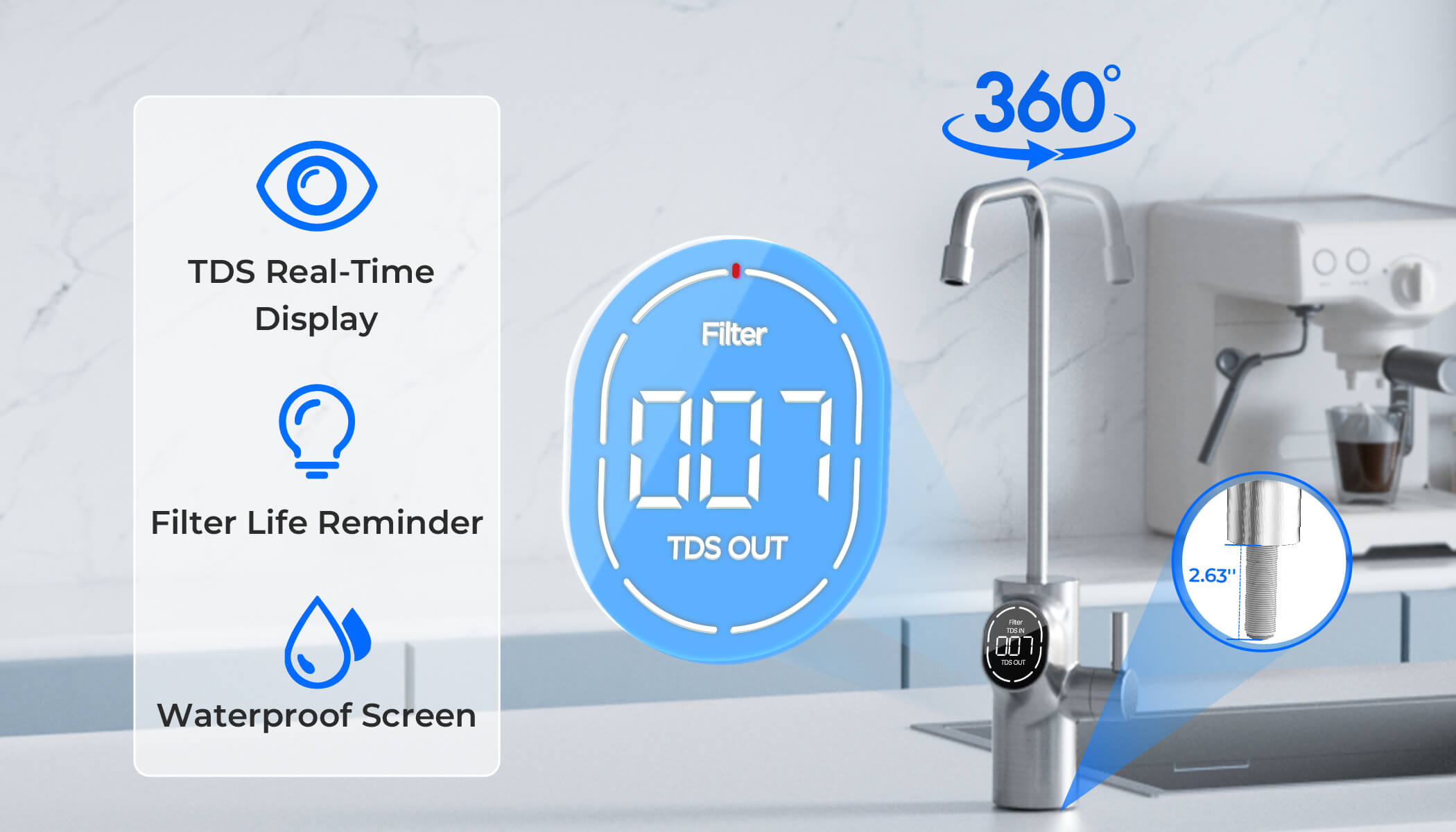 360° Smart LED Faucet, Convenient to Get Water