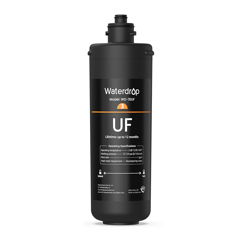 Waterdrop 10UF Under Sink Water Filter, Replacement for Waterdrop WD-TSA-UF 3-Stage Ultra-Filtration Under Sink Water Filter System, 1 Pack