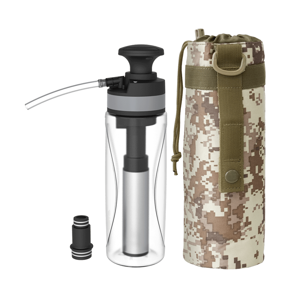 Sodafizz Outdoor Portable Hiking Water Filtration System for Survival, Backpacker, tour and Emergency Preparedness, Reusable water bottles, 25 oz
