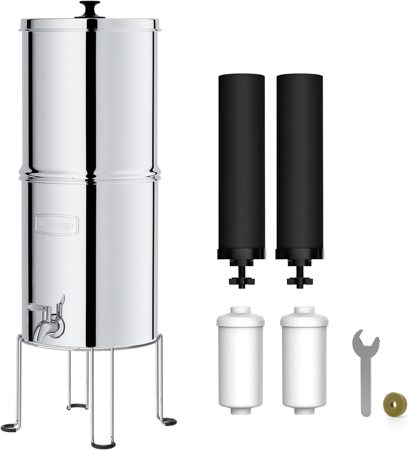 Waterdrop Gravity-fed  Alkaline Water Filter System, Reduces Fluoride and up to 99% of Chlorine, with 4 Filters and Metal Spigot, King Tank Series, 2.25G