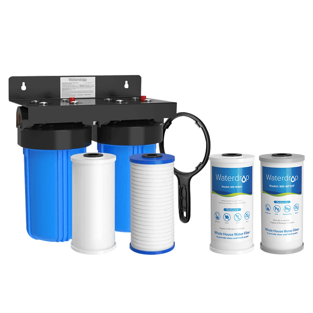 Waterdrop WD-WHF21-PG Whole House Water Filtration System with Iron and Manganese Removal Filter Cartridges