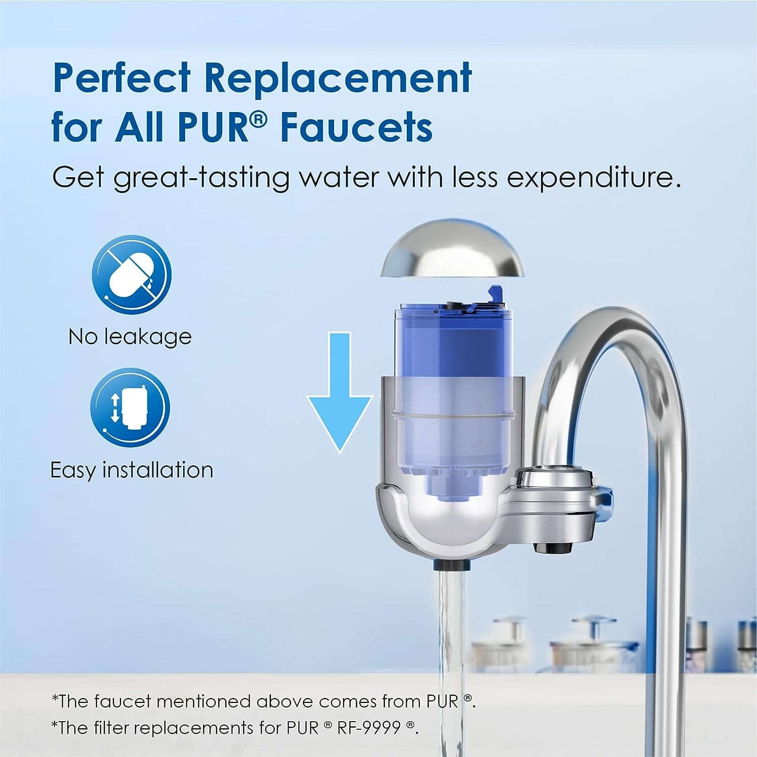 Waterdrop NSF Certified Water Filter, Replacement for All PUR®, PUR®Plus Faucet Filtration Systems, Pur® RF-9999® Faucet Water Filter