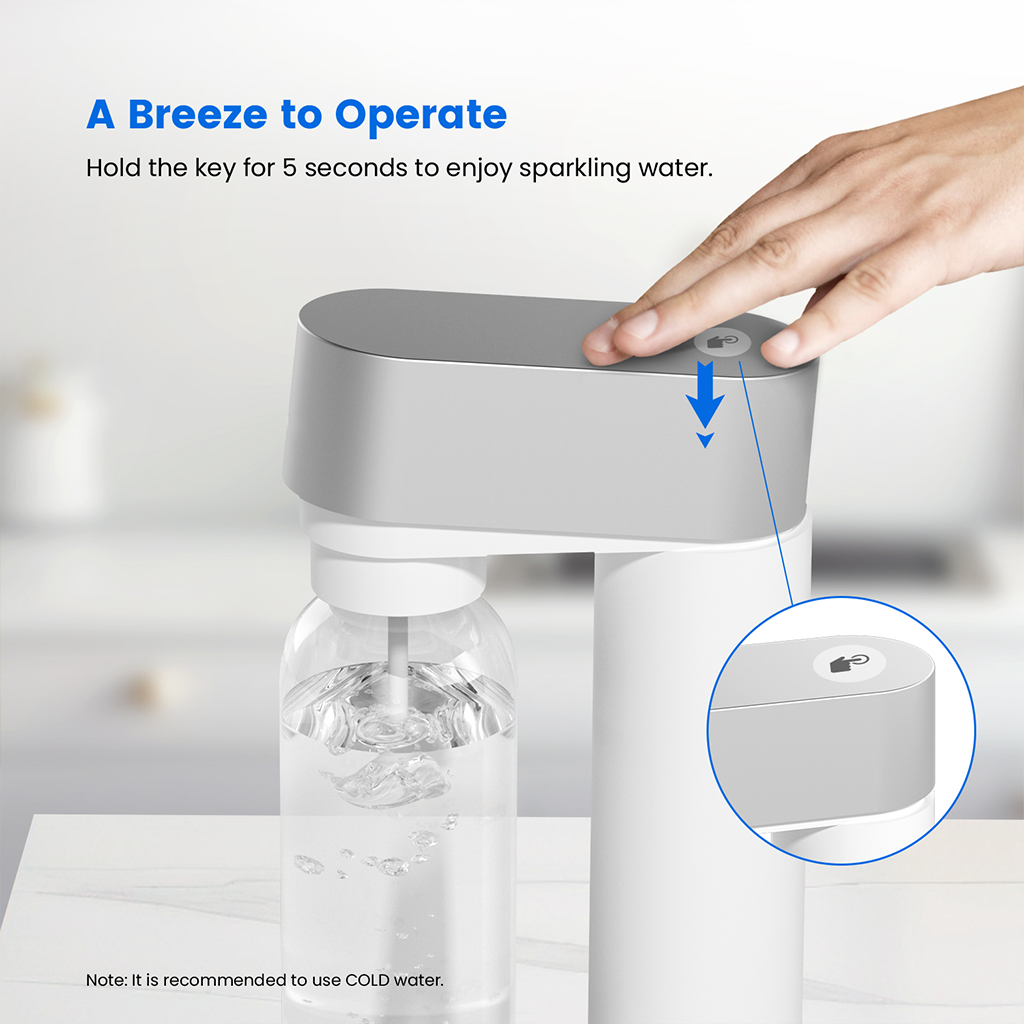 Sodafizz Aerated Beverage Maker, Soda Maker Machine for Home Carbonating (White)