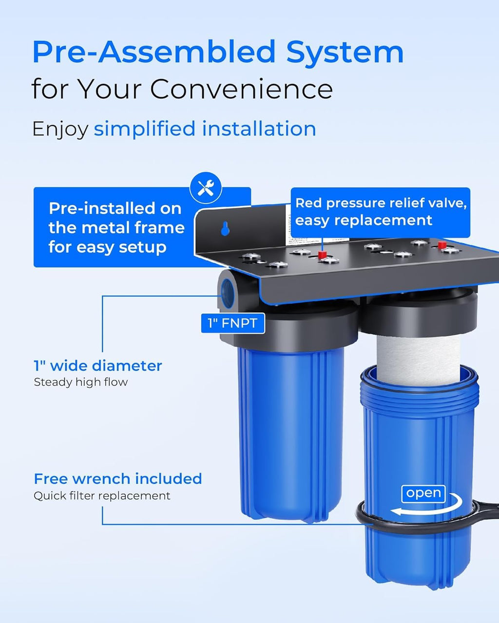 Waterdrop WHF21-SH Whole House Water Filter System for Well Water, 5 Micron