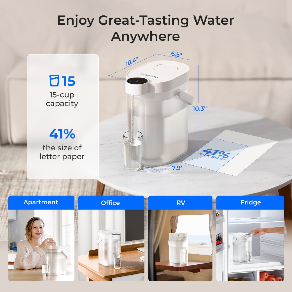 Waterdrop ED11L Electric Pitcher with Healthy Alkaline Water, 6-Stage Instant Filtration