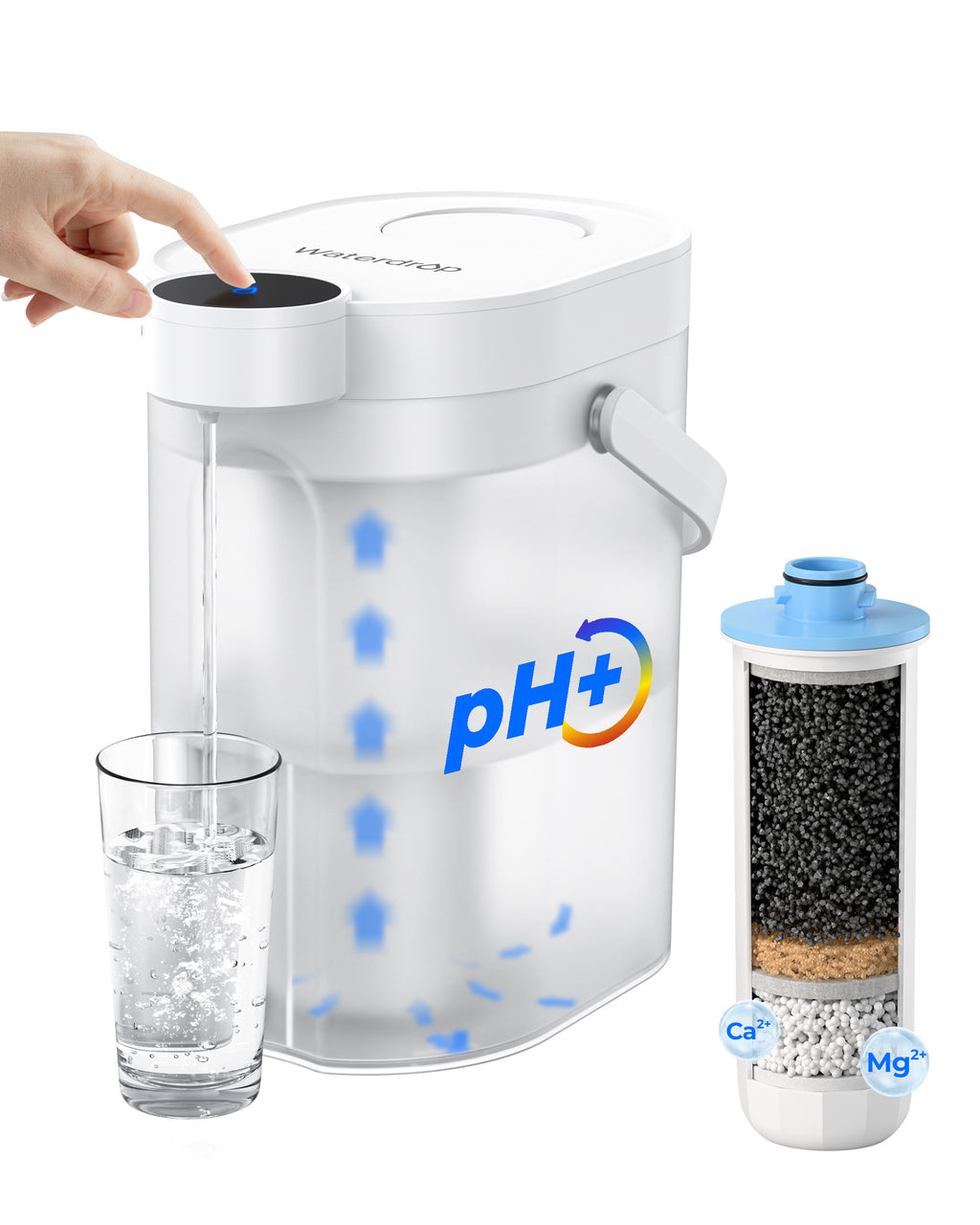 Waterdrop ED11L Electric Pitcher with Healthy Alkaline Water, 6-Stage Instant Filtration