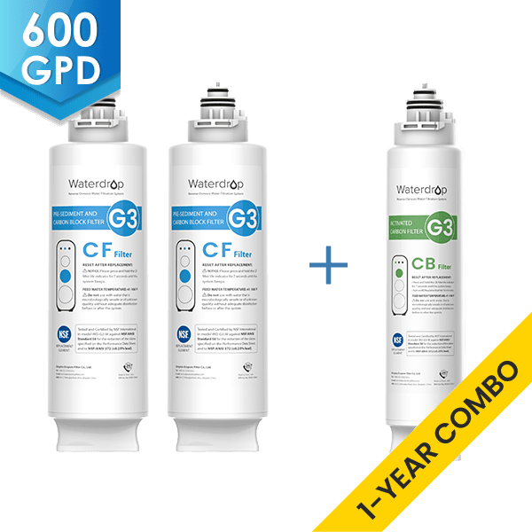 Waterdrop G3P600 RO System Replacement Filters Set - 600 GPD