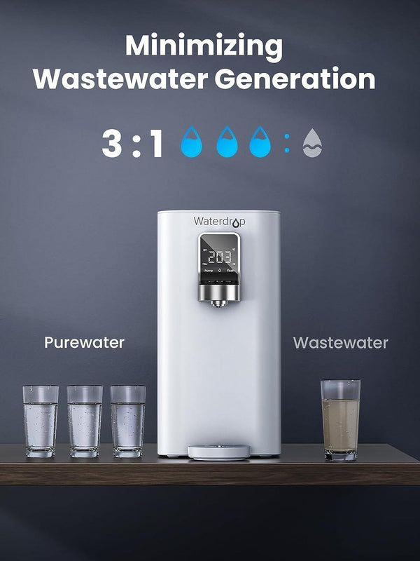 Waterdrop K19-S Countertop Reverse Osmosis Water Filter System, 3:1 Pure to  Drain, Reduce PFAS, No Installation Required, BPA Free