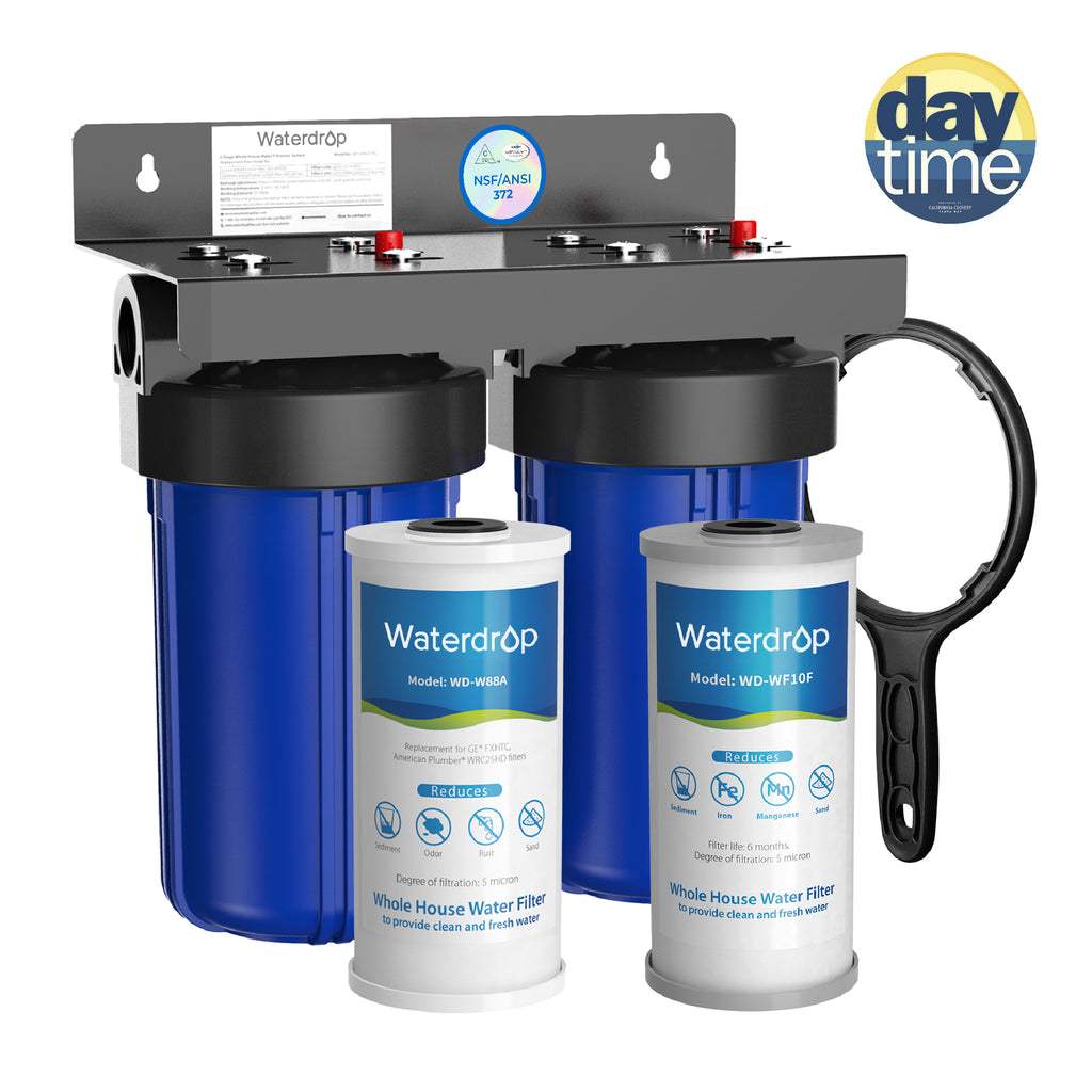 Waterdrop 2-Stage Whole House Water Filter System Reduce Iron&Manganese