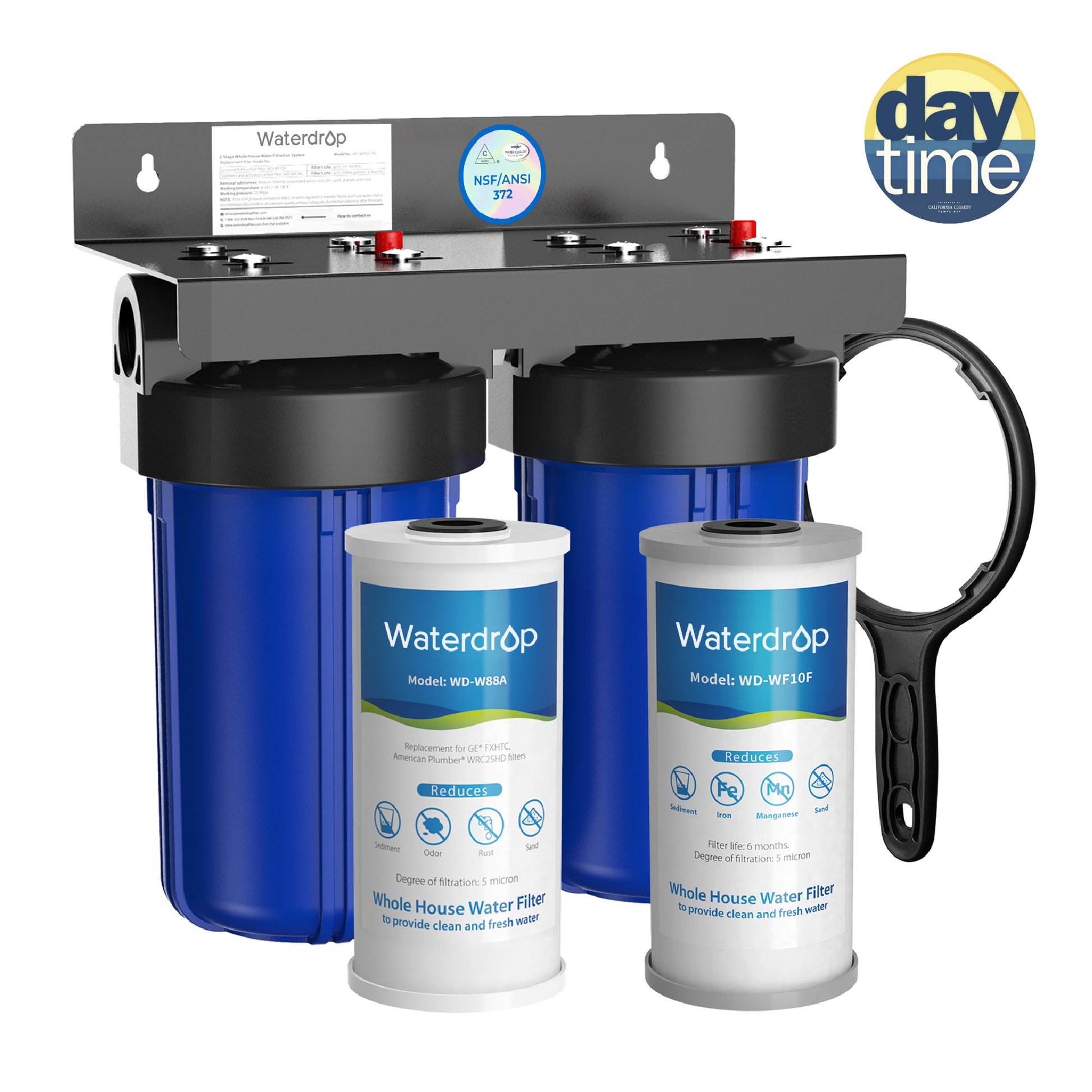Waterdrop 2-Stage Whole House Water Filter System Reduce Iron&Manganese