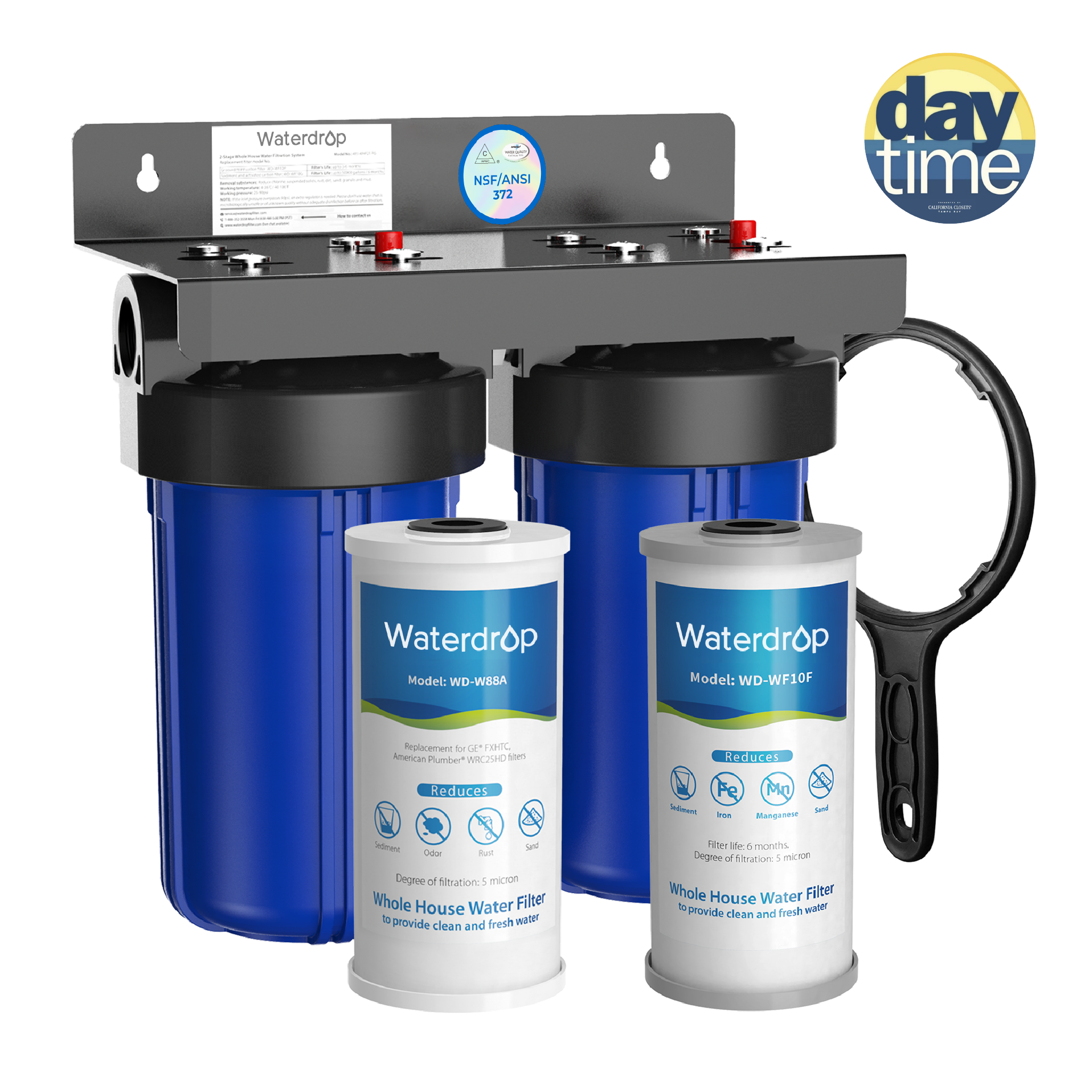 Waterdrop 2-Stage Whole House Water Filter System Reduce Iron&Manganese