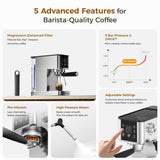 Waterdrop MC-02-M Semi-Automatic Espresso Machine, Coffee Maker with 20 Bar Pressure
