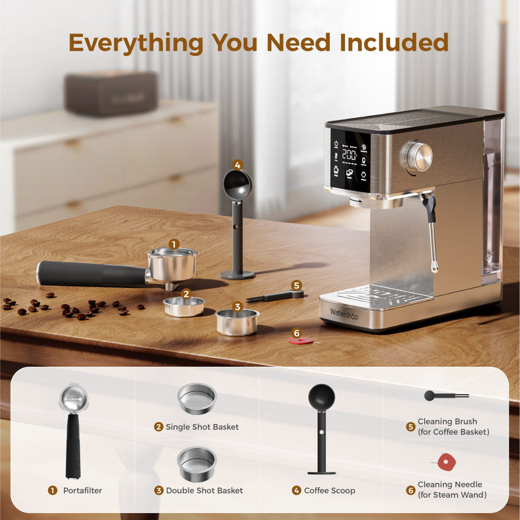 Waterdrop MC-02-M Semi-Automatic Espresso Machine, Coffee Maker with 20 Bar Pressure
