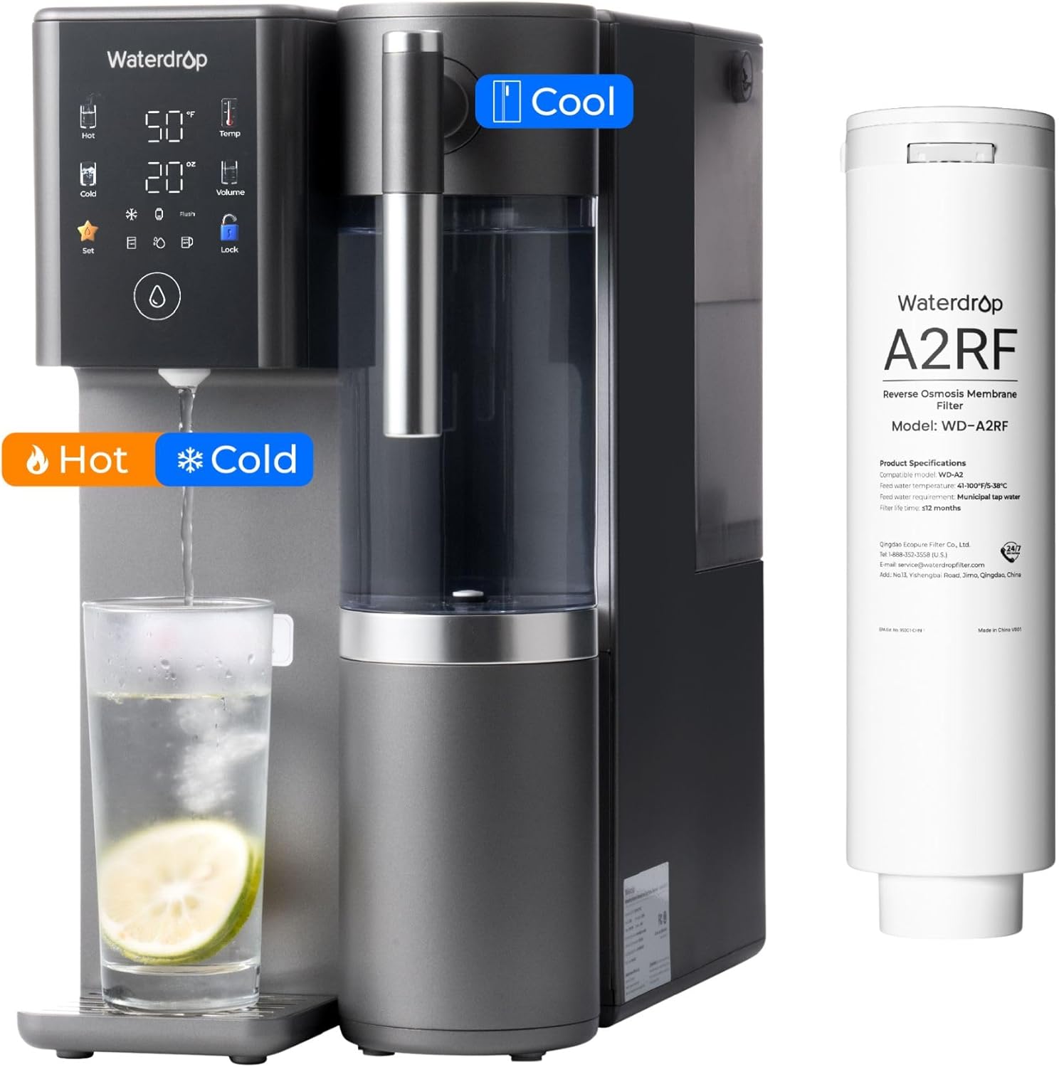 Waterdrop A2 Hot Cold Water Dispenser with RO Filter Combo