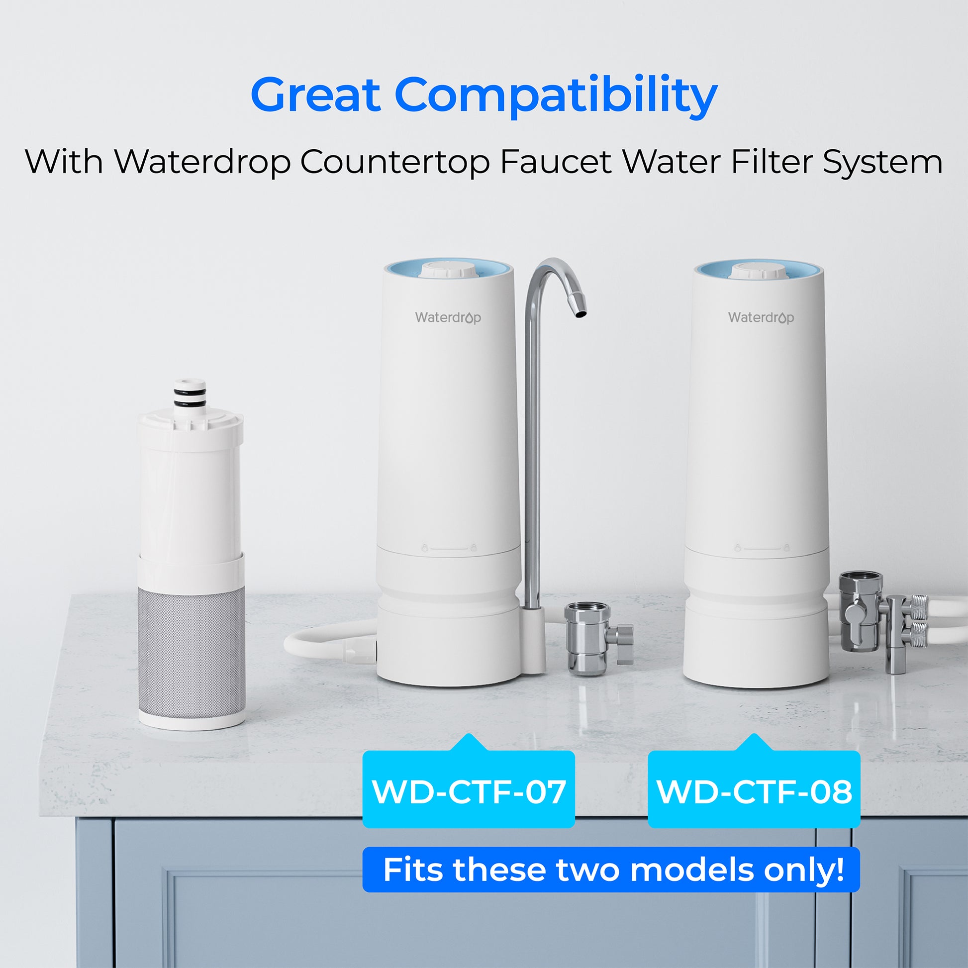 Waterdrop WD-CFF-04 Replacement Filter, Ultra Filtration Faucet System, Countertop Water Filter, 4000 Gallon Life, Replacement Water Filters for Sink, Replacement for WD-CTF-07, WD-CTF-08, 1 Pack