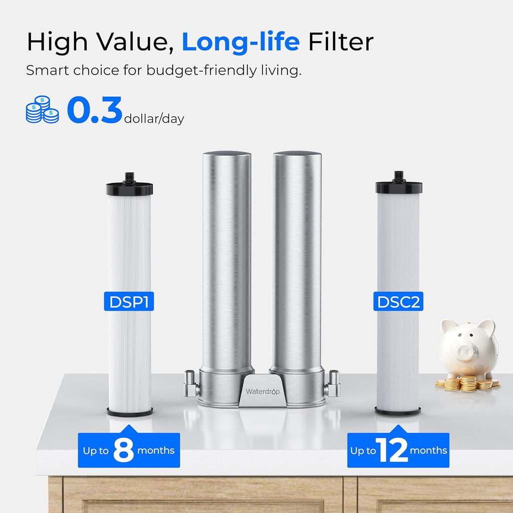 Waterdrop DST Stainless Steel Under Sink Water Filter System
