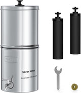 Waterdrop Gravity Water Filter, 2.25G Stainless-Steel System with Silver Ions Enhanced Filtration with 2 Black Carbon Filters, NSF/ANSI 42&372 Standard, Reduces Chlorine for Emergencies