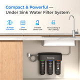 3-stage Under Counter Water Filter System with Dedicated Faucet Waterdrop TSB