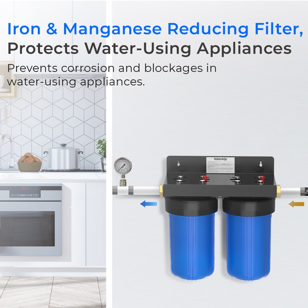Waterdrop 2-Stage Whole House Water Filter System Reduce Iron&Manganese