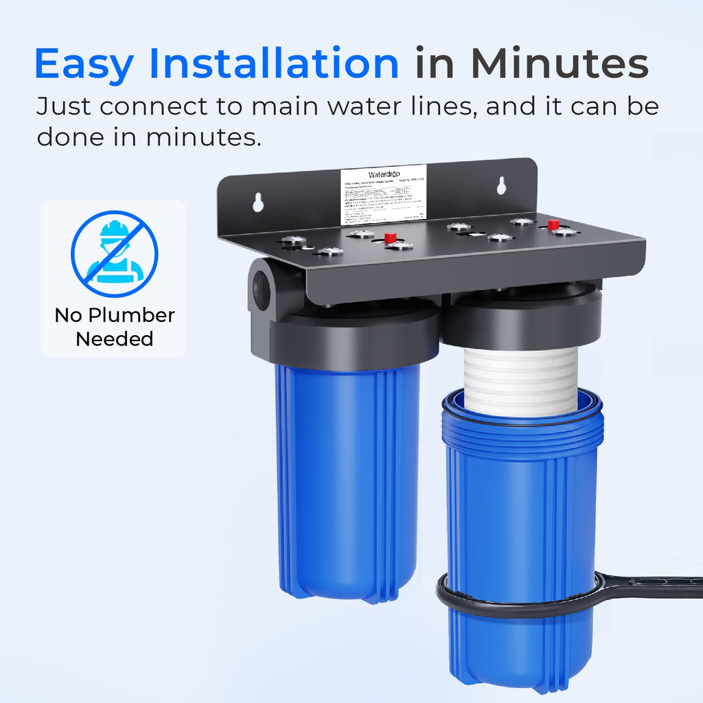 Waterdrop WD-WHF21-PG Whole House Water Filtration System with Iron and Manganese Removal Filter Cartridges