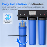 Waterdrop 3-Stage Whole House Water Filter System with 2 WF20F Replacement Filters