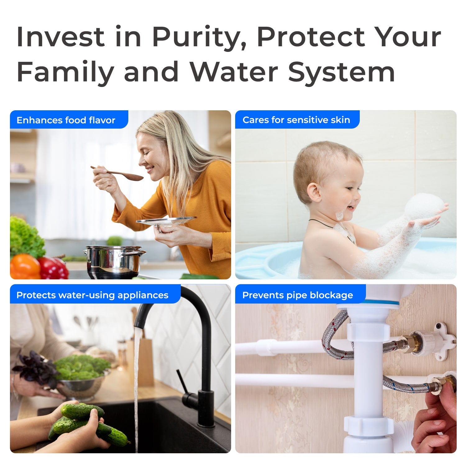 Waterdrop 3-Stage Whole House Water Filter System with 2 WF20F Replacement Filters