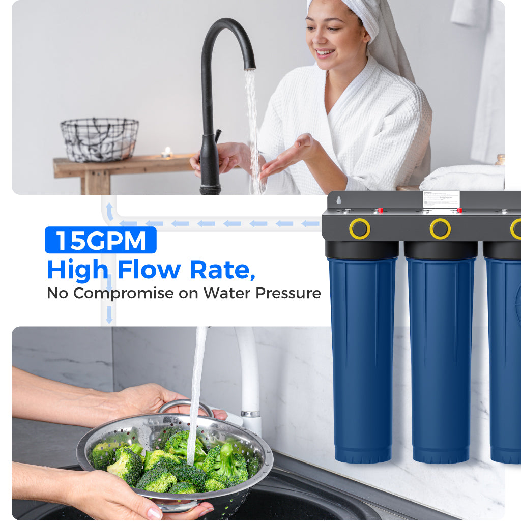 Waterdrop 3-Stage Whole House Water Filter System | 9-Stage Filtration, WD-WHF3E-SKH