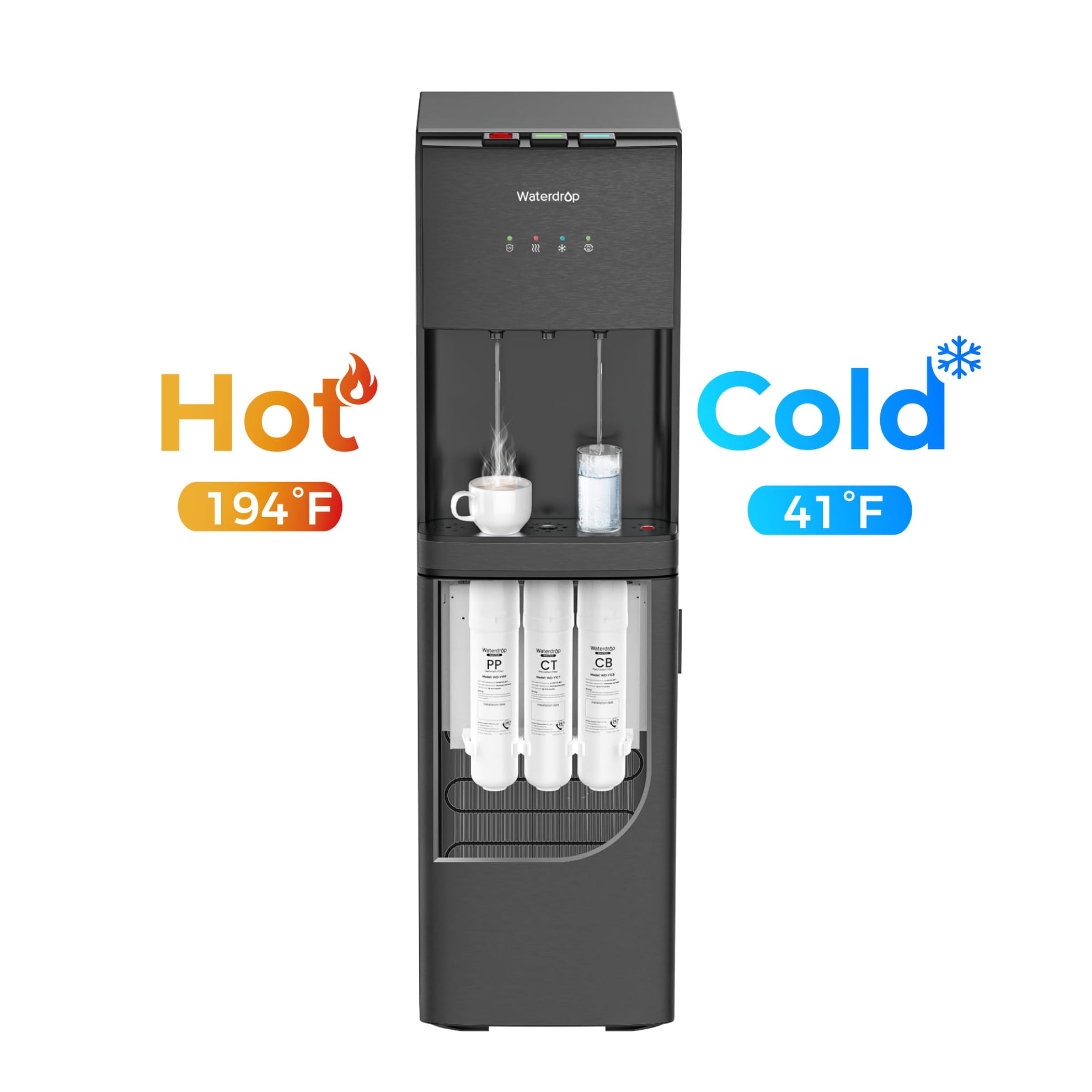 Waterdrop Y1CH-BC 8-Stage Advanced Filtration Bottleless Water Cooler, Black