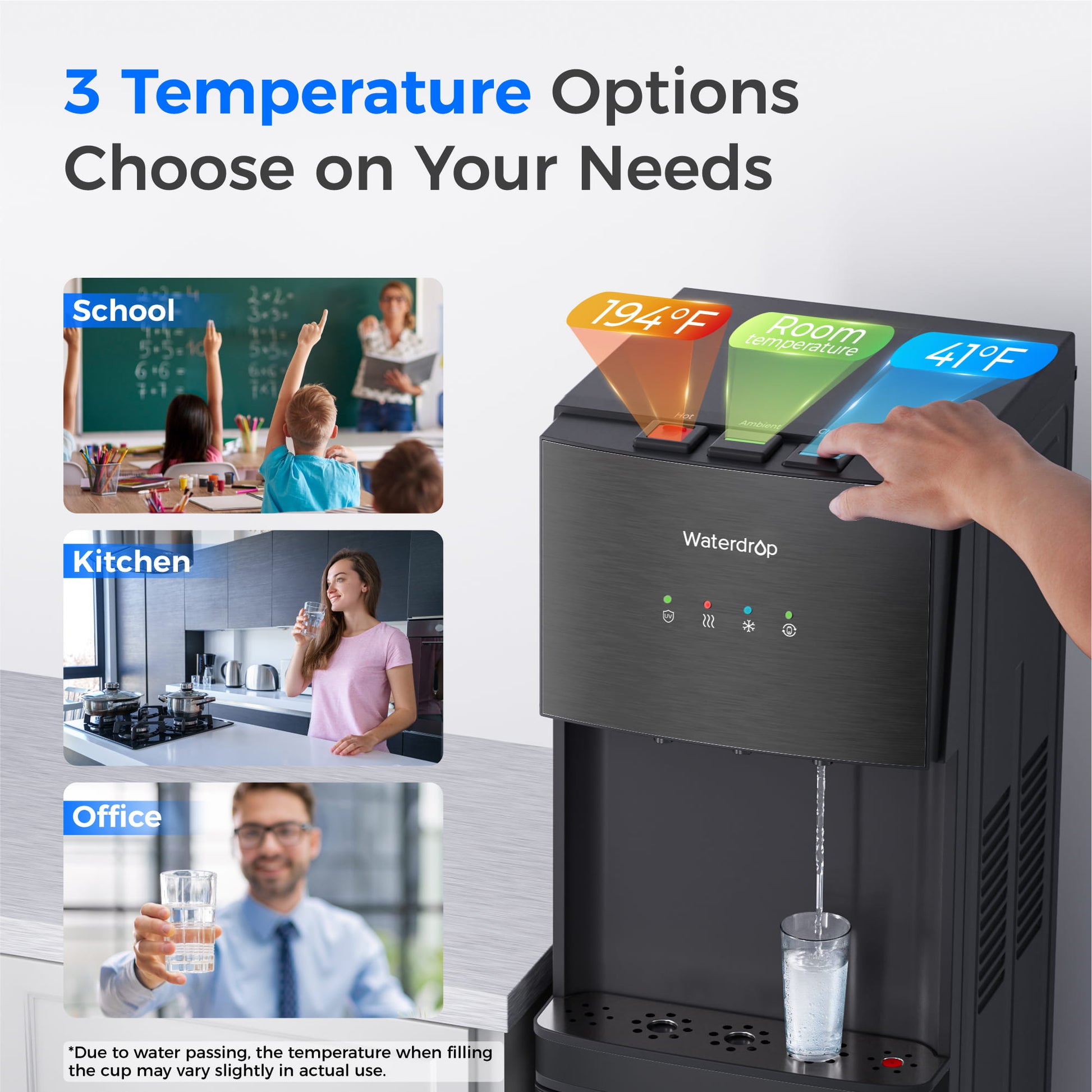 Waterdrop Y1CH-BC 8-Stage Advanced Filtration Bottleless Water Cooler, Black