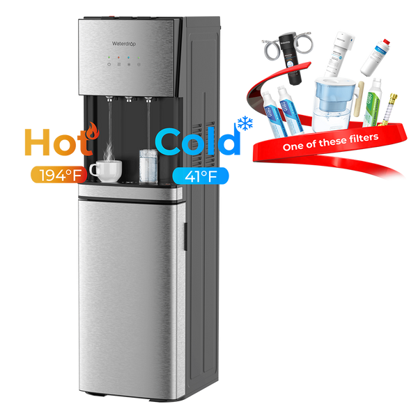 Waterdrop Y1CH Hot and Cold Bottleless Water Cooler Dispenser, Silver