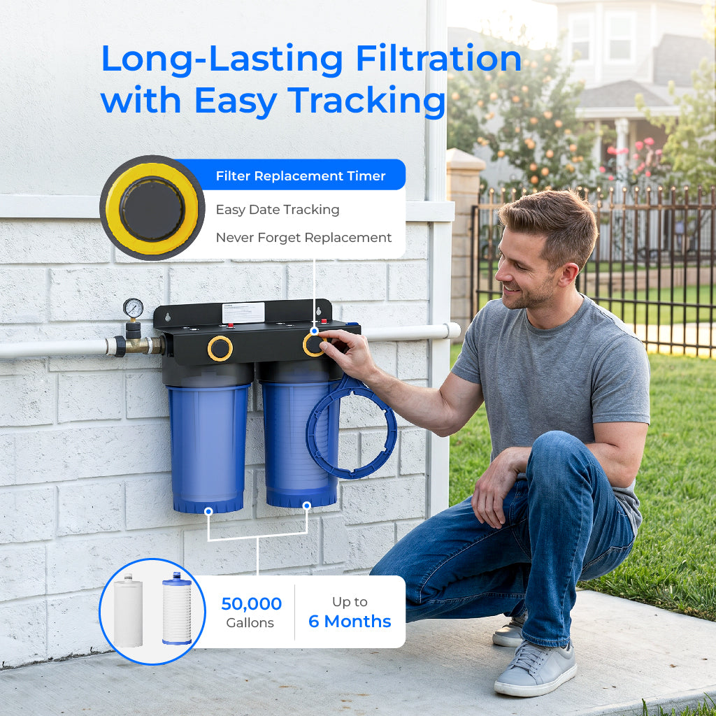 Waterdrop WHF2E-PC Whole House Water Filter System, 4-Stage Filtration | NSF/ANSI 372
