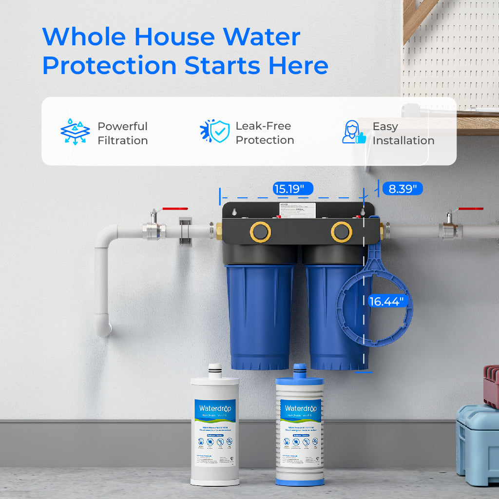 Waterdrop WHF2E-PC Whole House Water Filter System, 4-Stage Filtration | NSF/ANSI 372