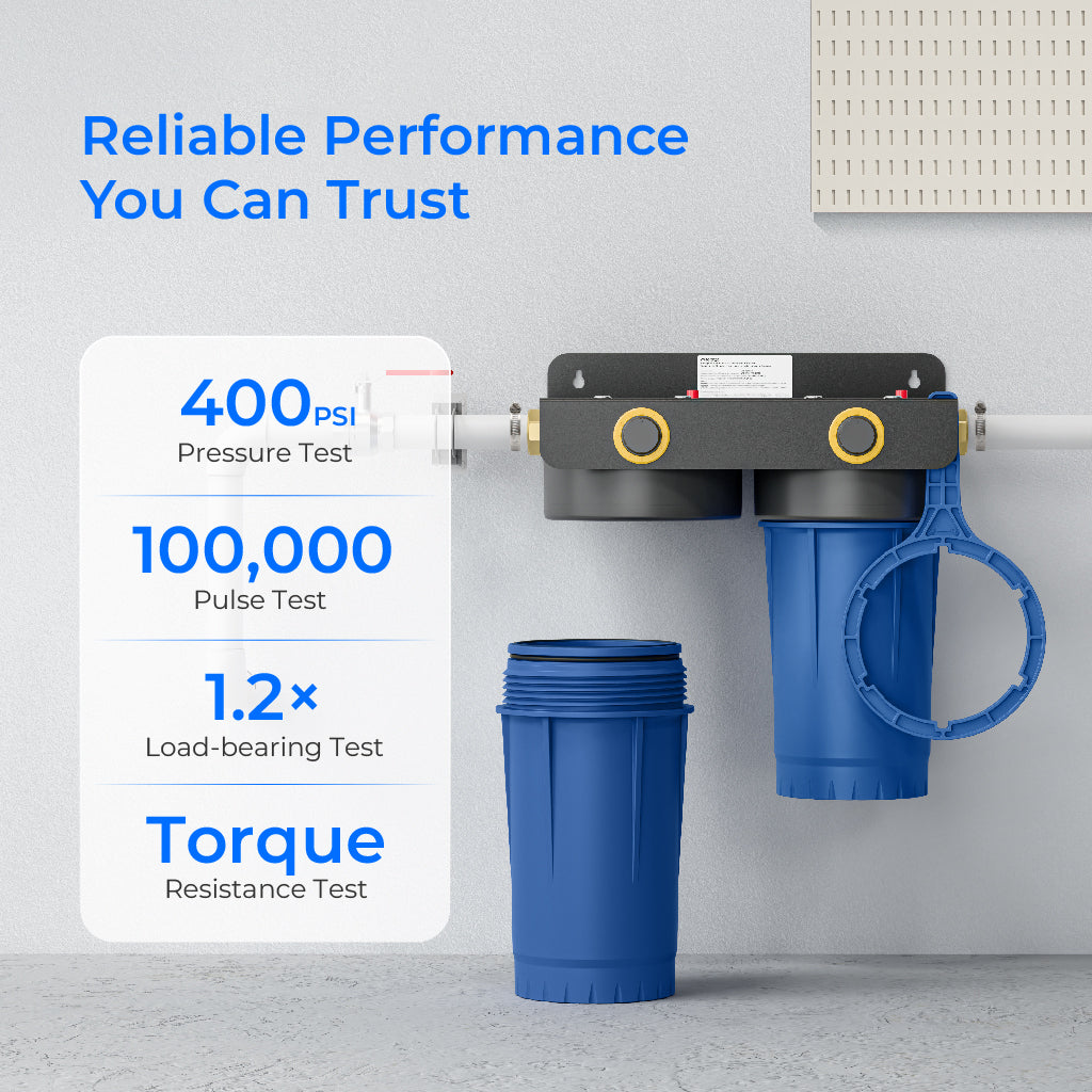 Waterdrop WHF2E-PC Whole House Water Filter System, 4-Stage Filtration | NSF/ANSI 372