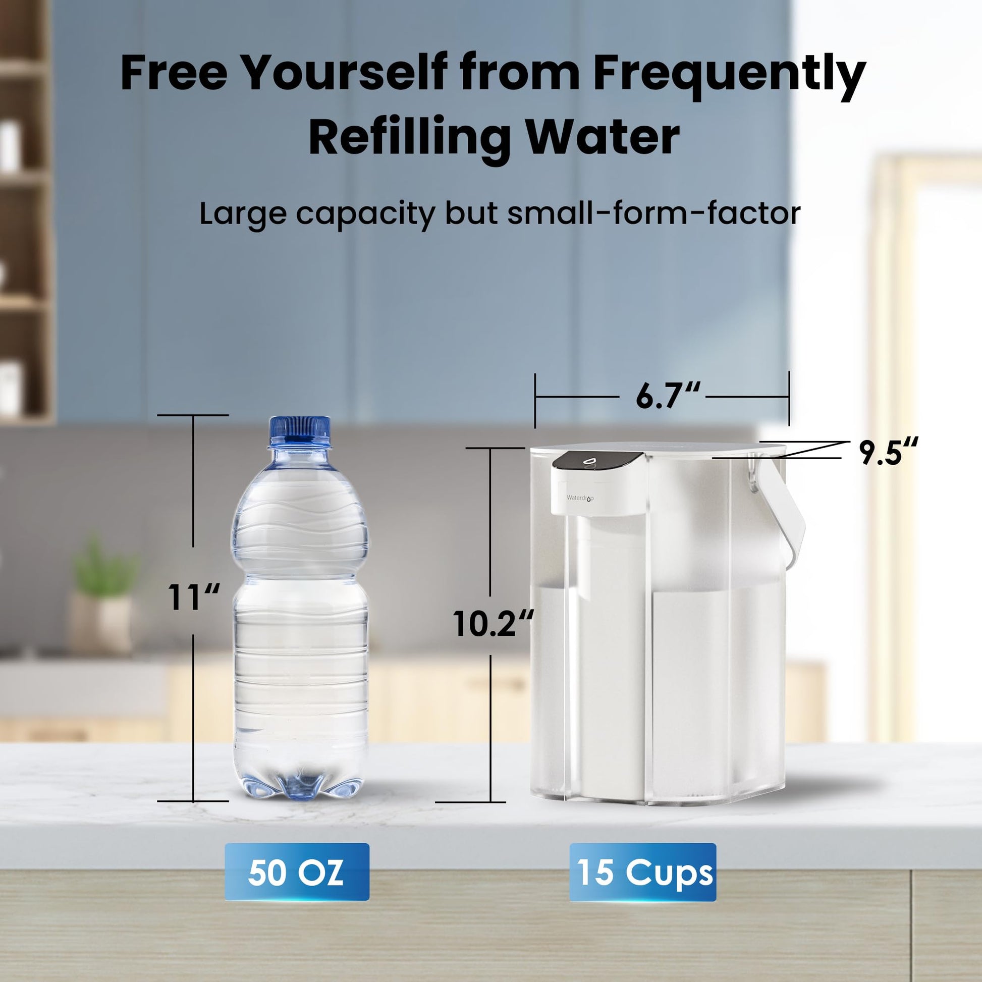 Waterdrop Electric Instant Water Filter Pitcher, Chloramine