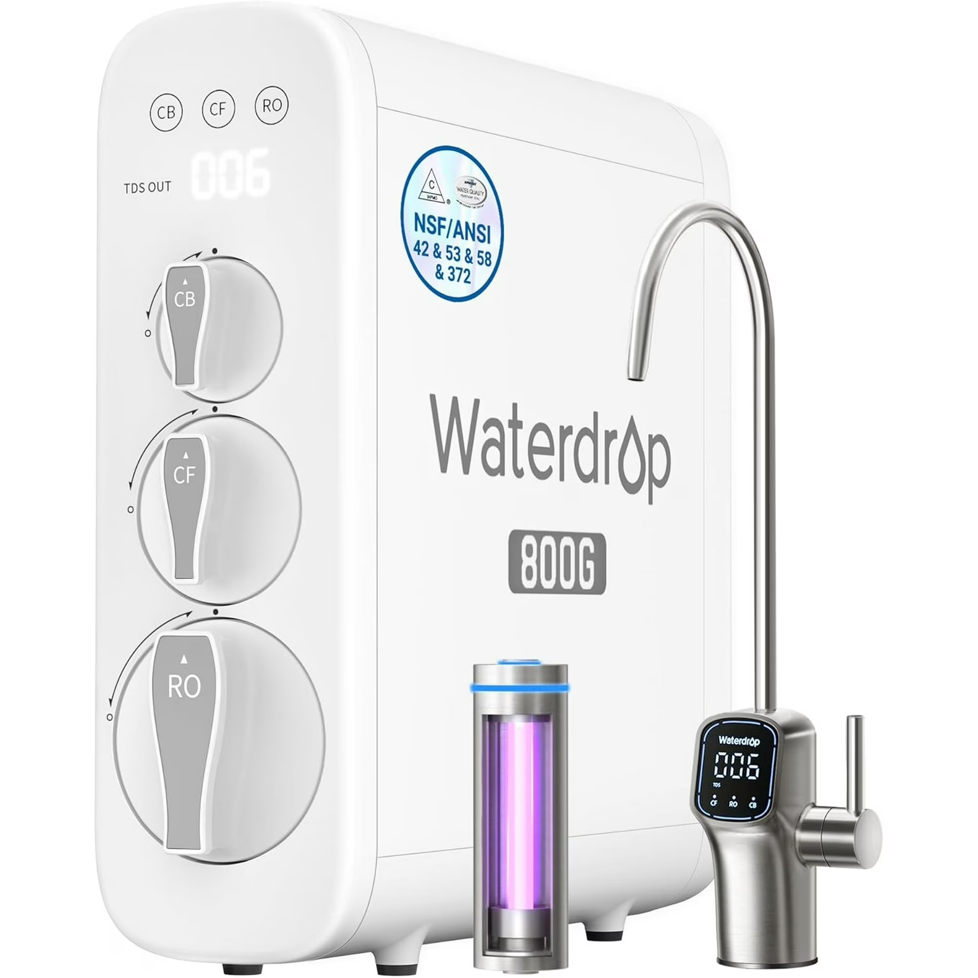 Waterdrop G3P800 Reverse Osmosis System, 800 GPD Fast Flow, NSF/ANSI 42 & 53 & 58 & 372 Certified