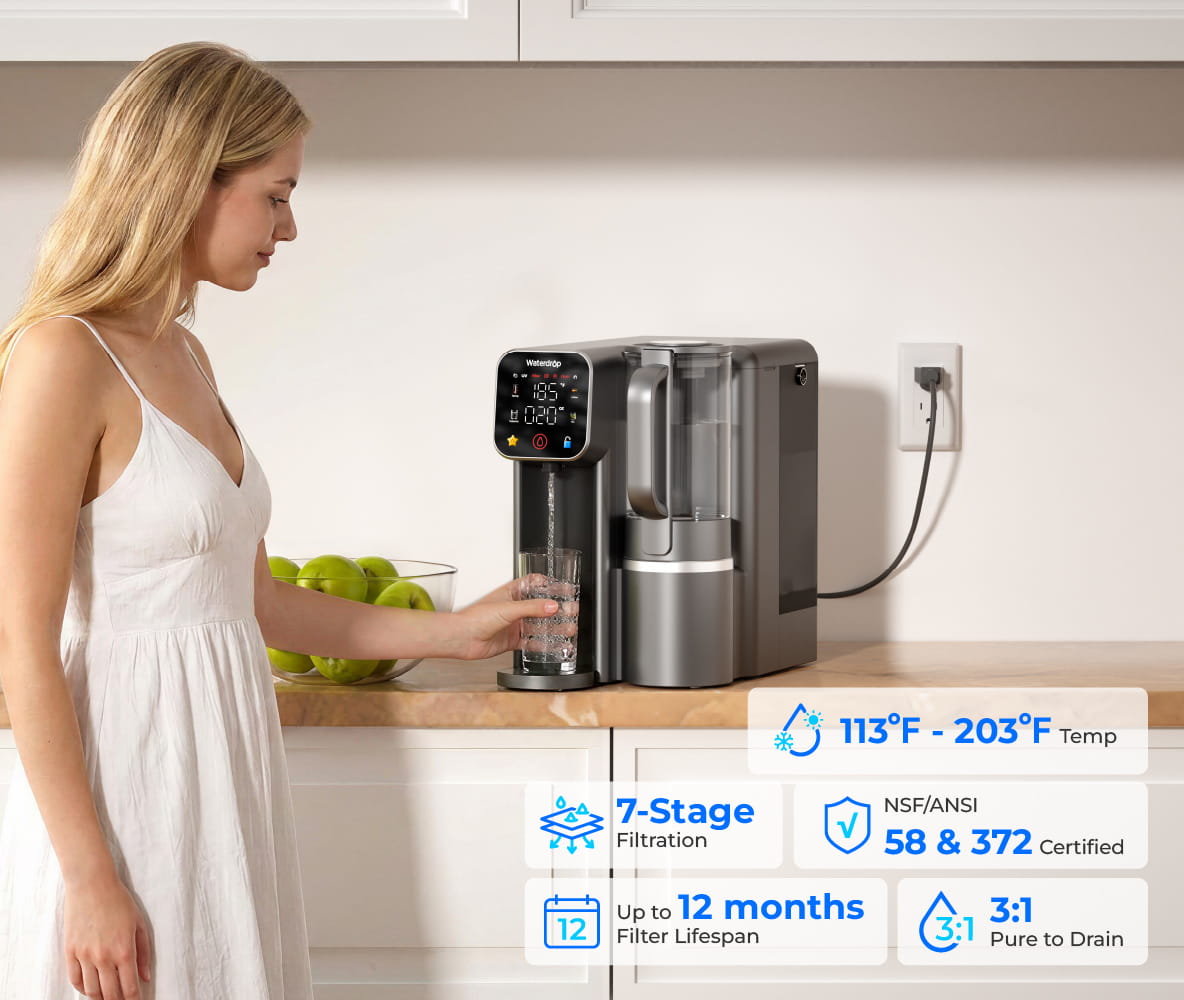 Waterdrop M6H Instant Hot Reverse Osmosis System, Countertop RO Filter