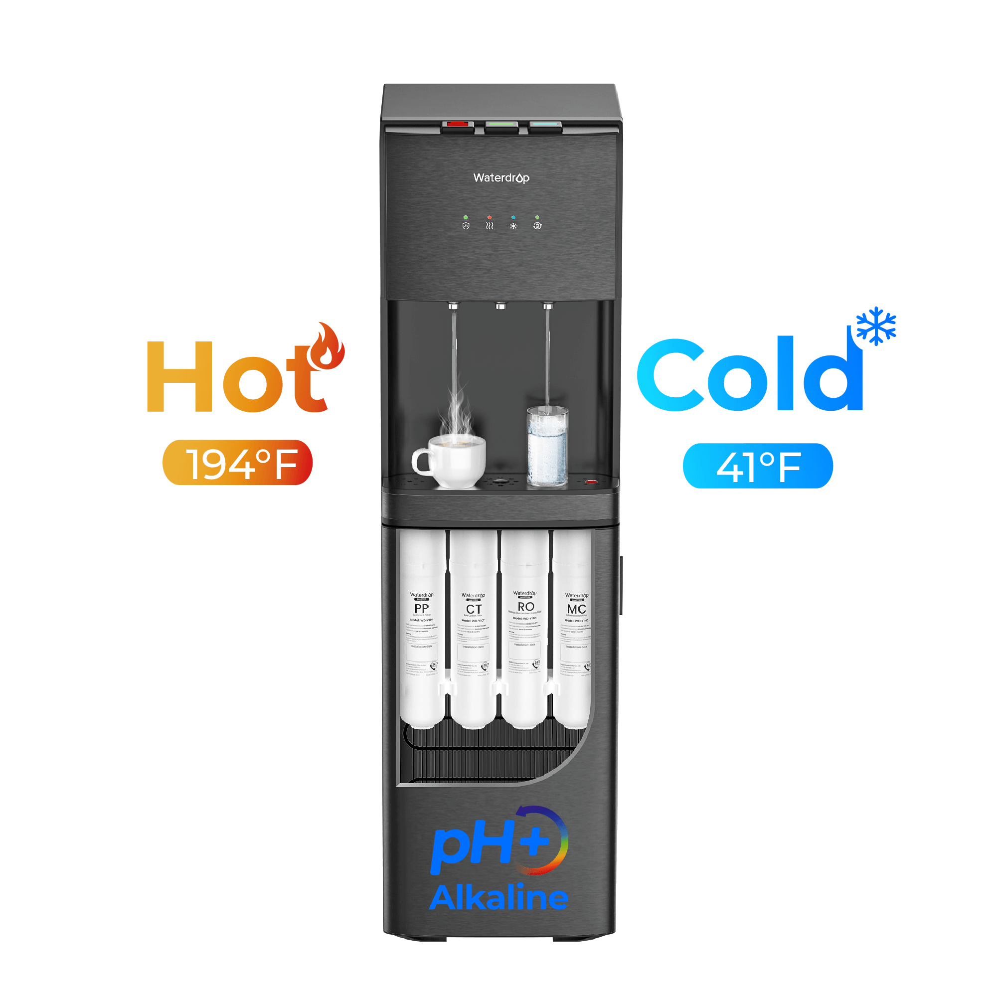 Waterdrop Y1CH Mineral Reverse Osmosis Bottleless Water Cooler, Black