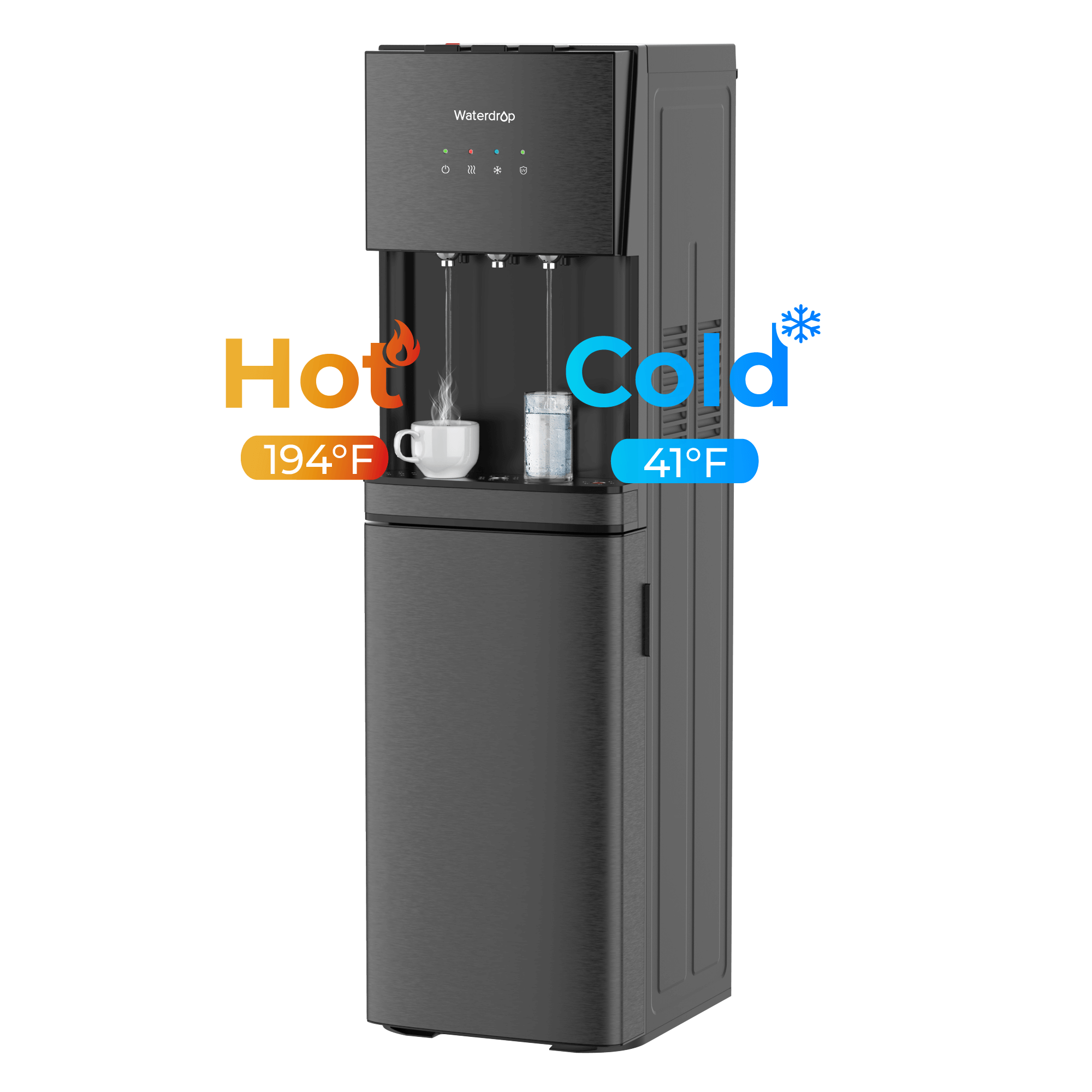 Waterdrop Y1CH Hot and Cold Bottleless Water Cooler Dispenser, Black