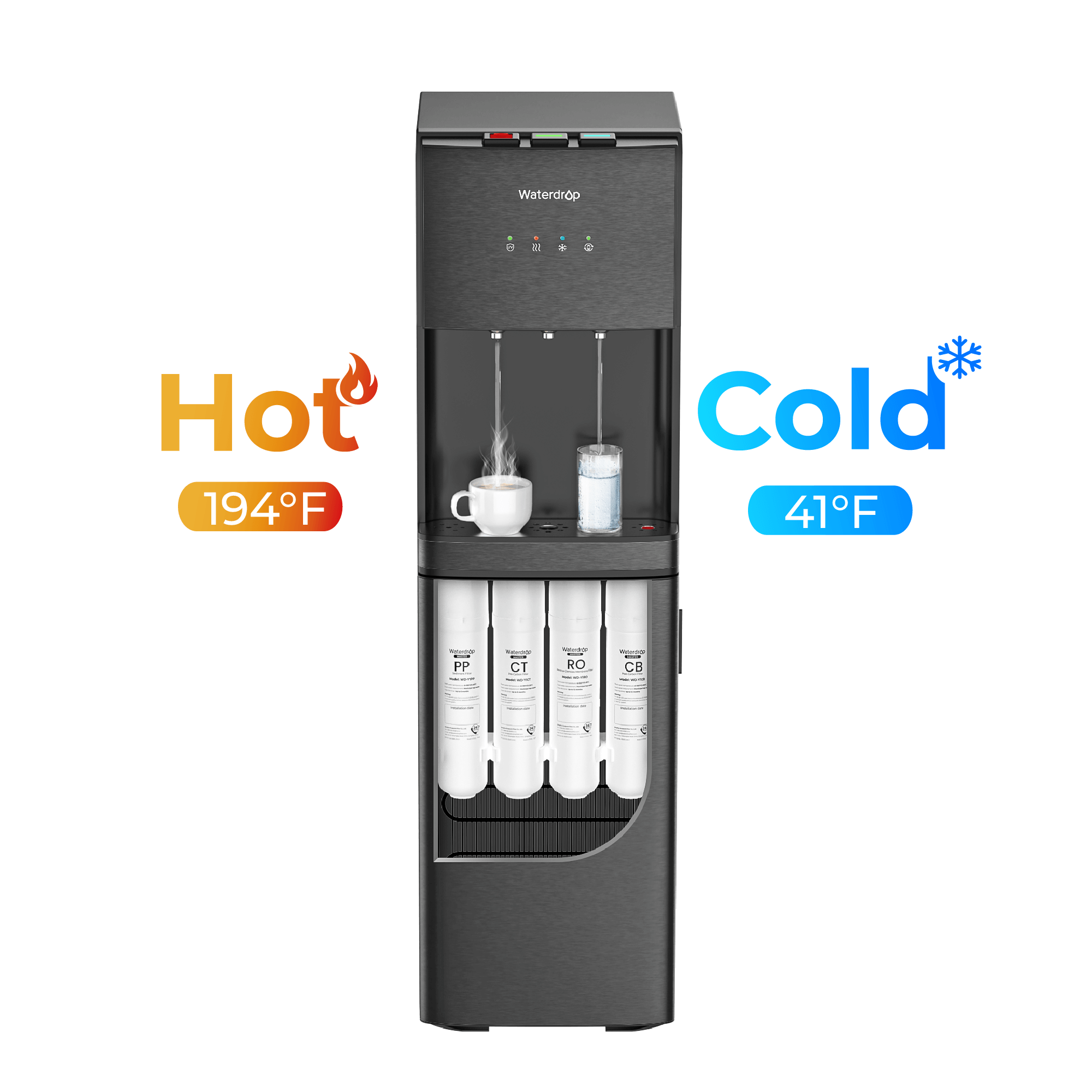 Waterdrop Y1CH Reverse Osmosis Bottleless Water Cooler, Black