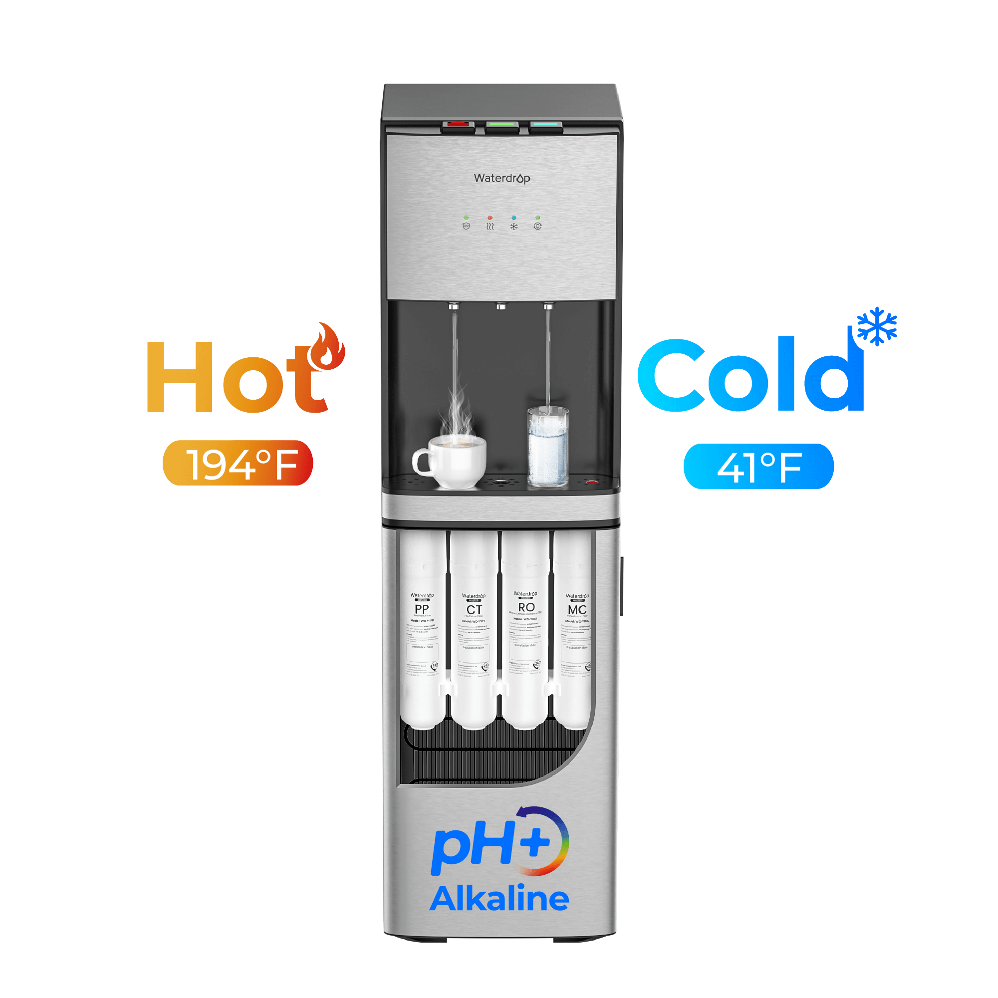 Waterdrop Y1CH Mineral Reverse Osmosis Bottleless Water Cooler, Silver