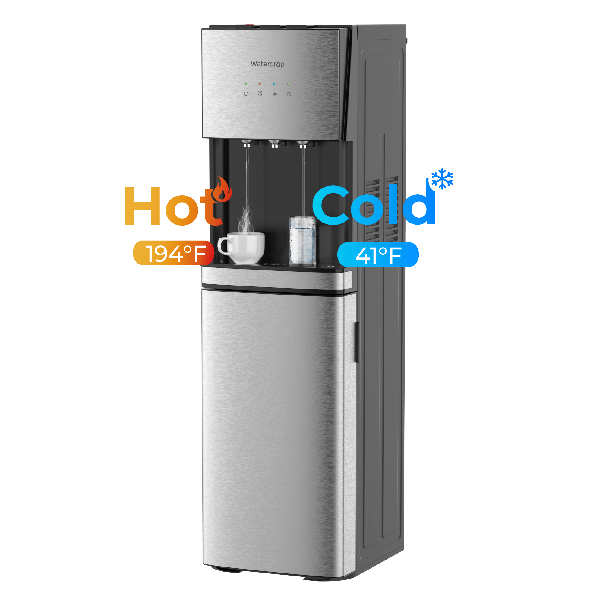 Waterdrop Y1CH Hot and Cold Bottleless Water Cooler Dispenser, Silver