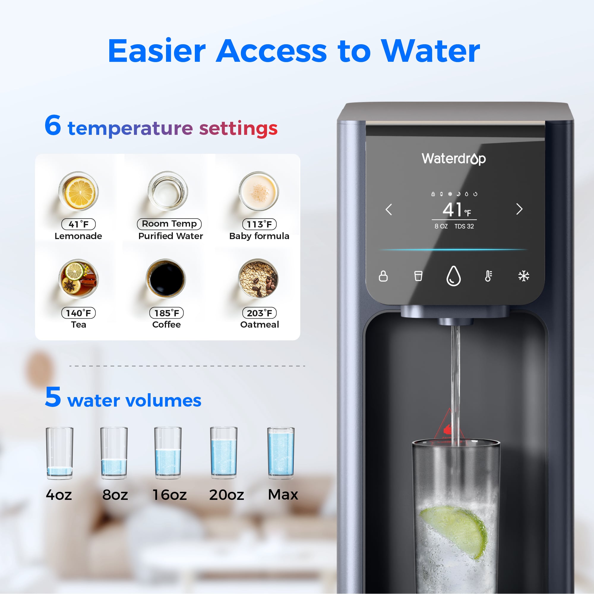 Waterdrop Reverse Osmosis Hot Cold Water Dispenser, A1 - Thumbnail 5