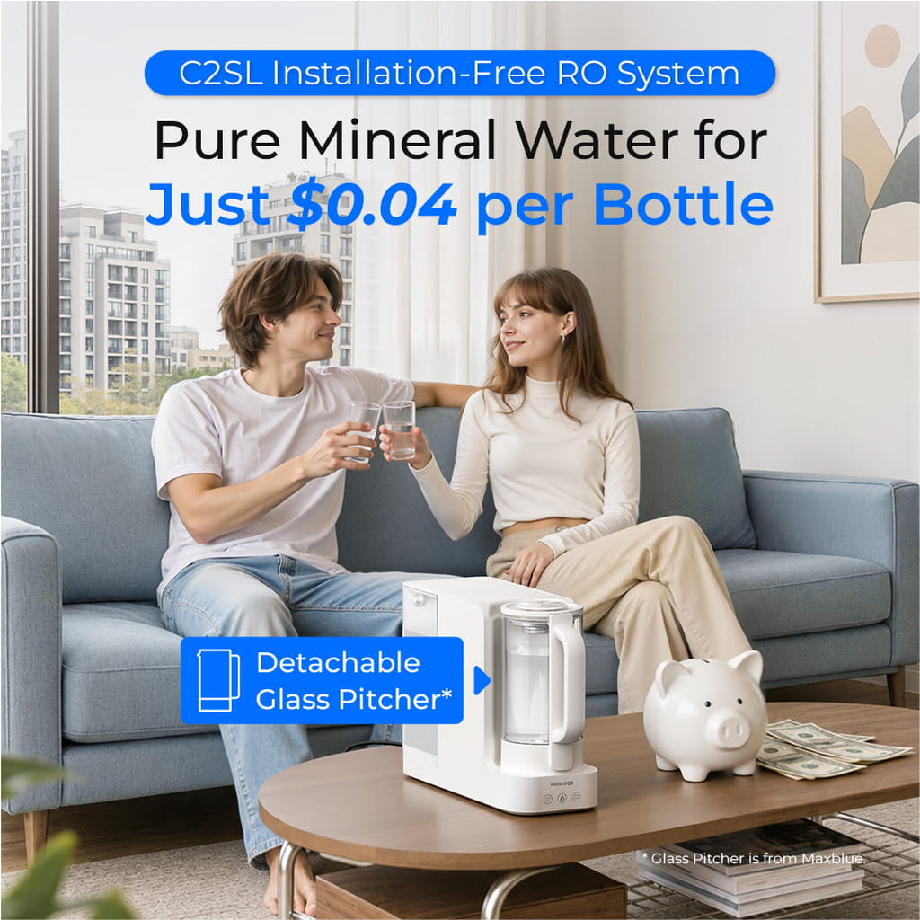 Waterdrop C2SL Countertop Mineral Reverse Osmosis System with Glass Pitcher