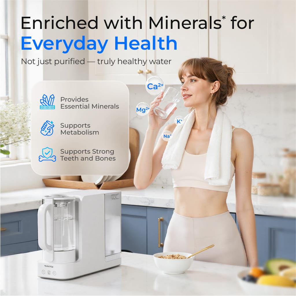 Waterdrop C2SL Countertop Mineral Reverse Osmosis System with Glass Pitcher