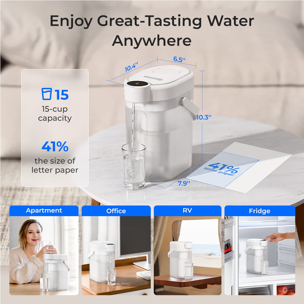 Waterdrop ED07LW Countertop Electric Water Filtration Pitcher