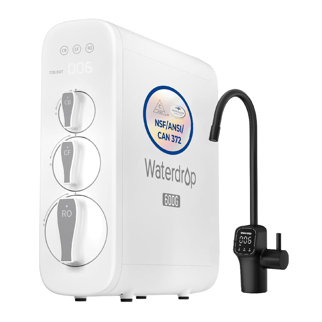 Waterdrop G3P600 Undersink Tankless Reverse Osmosis System - Black Faucet
