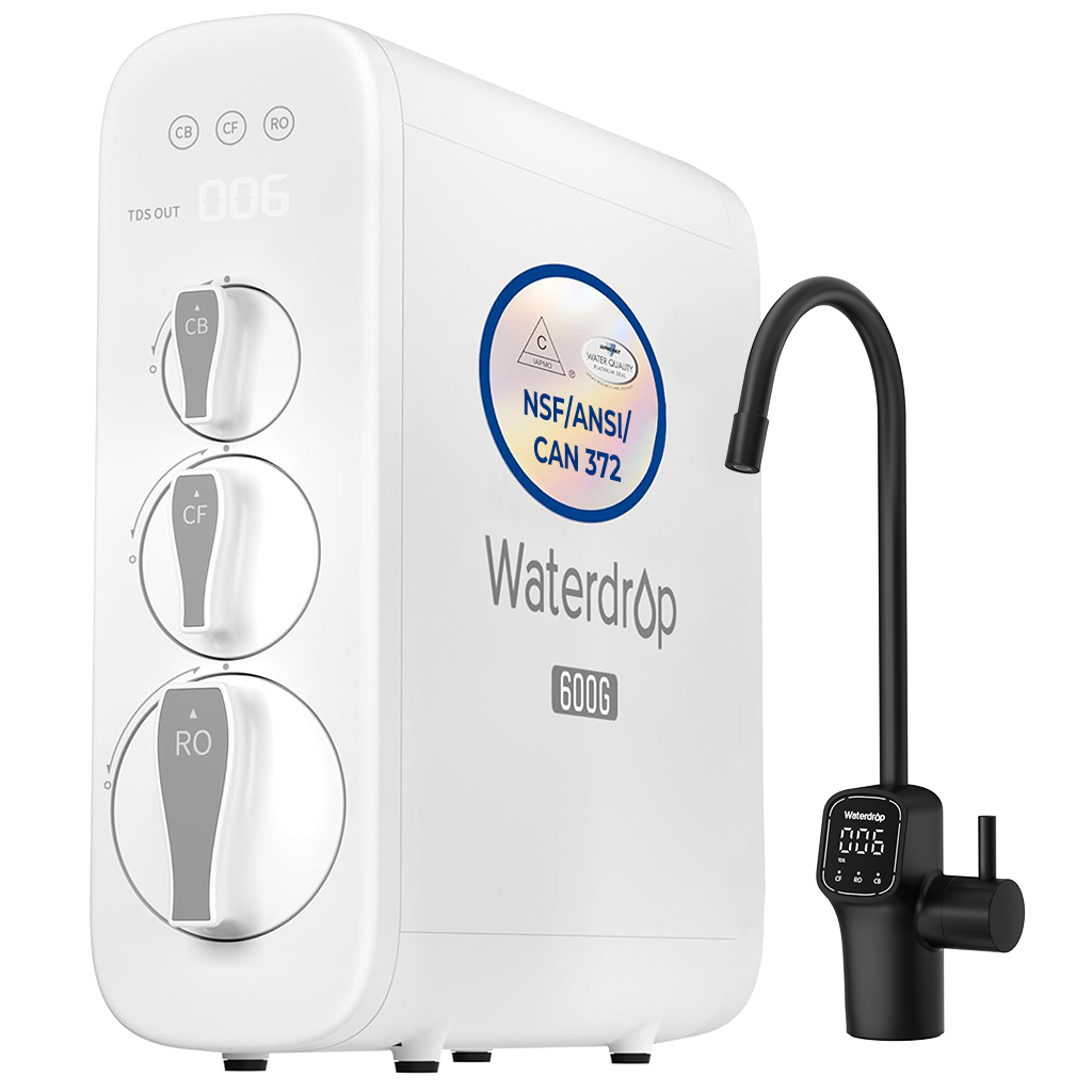 Waterdrop G3P600 Undersink Tankless Reverse Osmosis System - Black Faucet