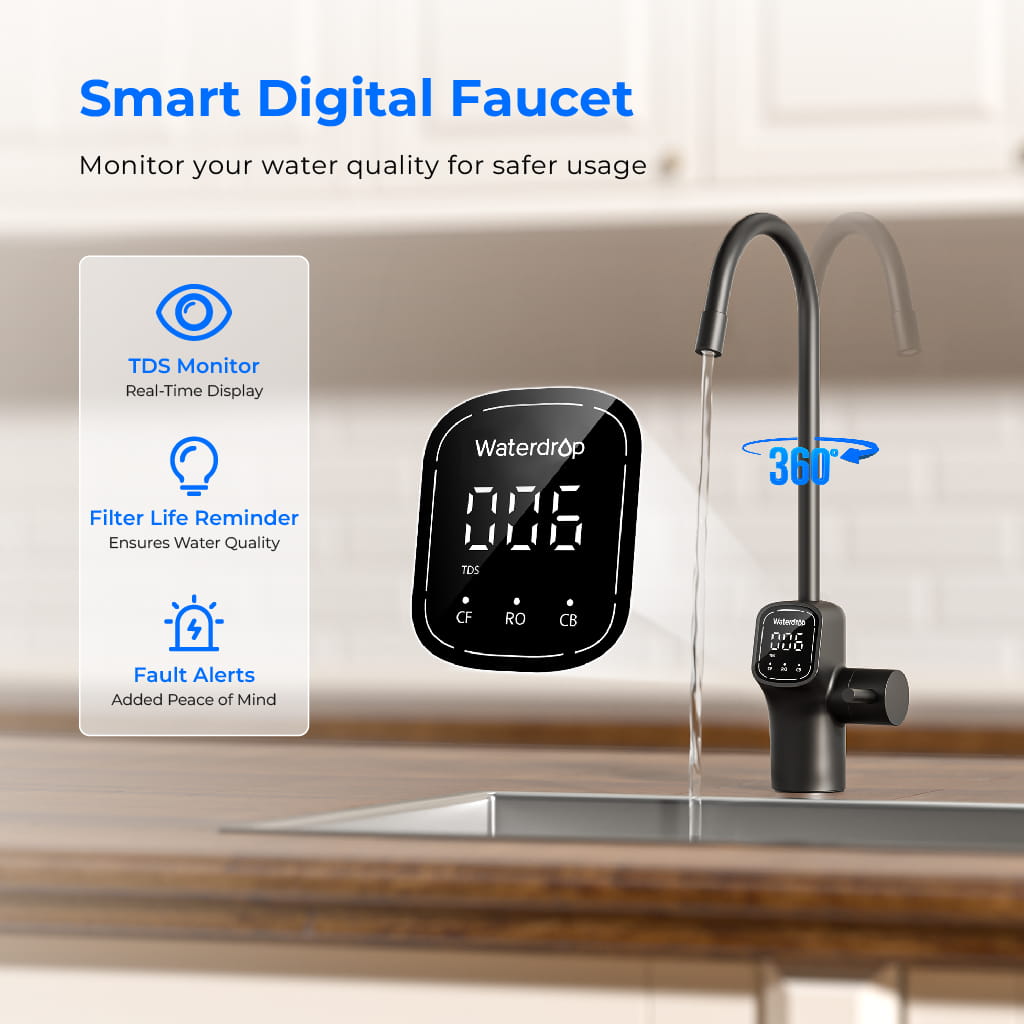 Waterdrop G3P800 Undersink Tankless Reverse Osmosis System - Black Faucet