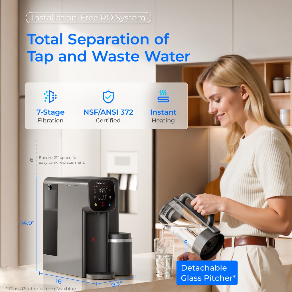 Waterdrop M6H Instant Hot Reverse Osmosis System, Countertop RO Filter