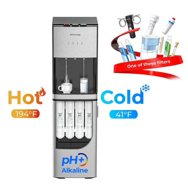 Waterdrop Y1CH Mineral Reverse Osmosis Bottleless Water Cooler, Silver